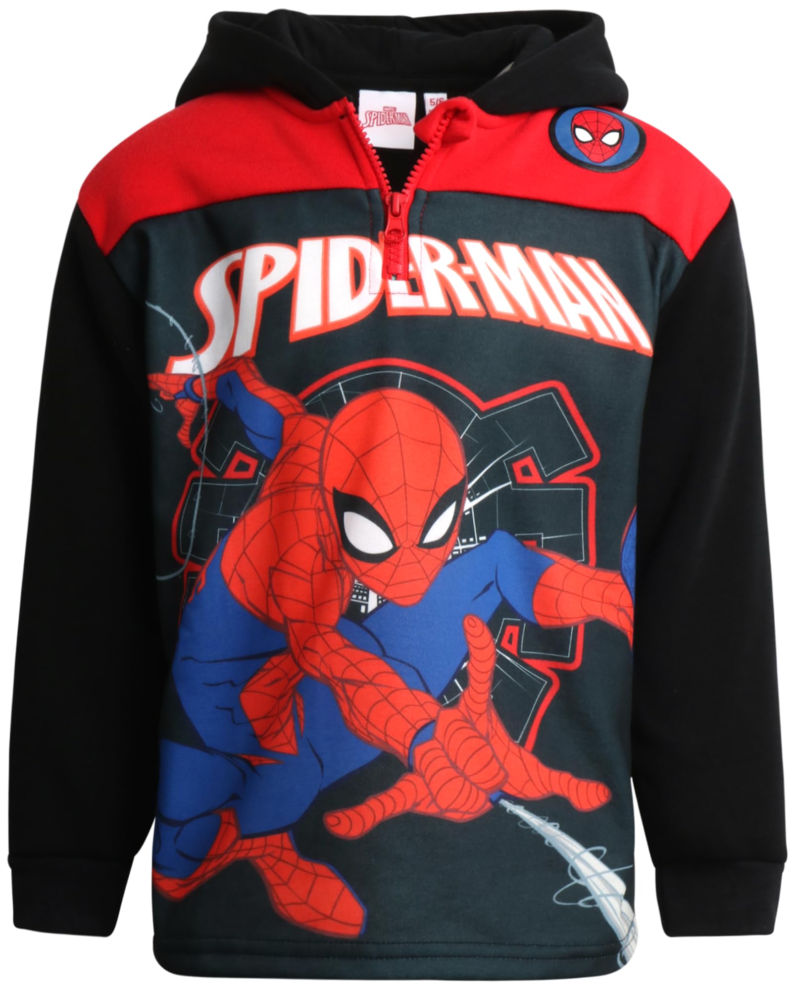 Marvel Boys Spiderman Hoodie - Captain America Spidey Iron Man Hulk Quarter Zip Sweatshirt Graphic Hoodies for Toddler & Kid